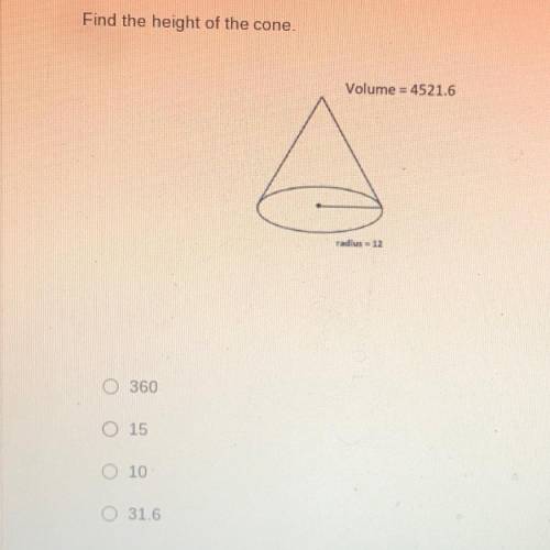 Find the height of the cone plsss