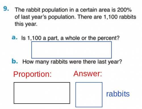 The rabbit population in a certain area is 200% of last year's population. There are 1,100 rabbits
