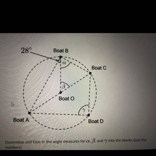 Please help
Boats A, B, C, and D are all the same distance from Boat O.