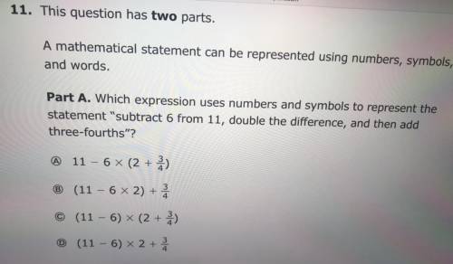Which expression uses numbers and symbols to represent the statement subtract 6 from 11 ,double the