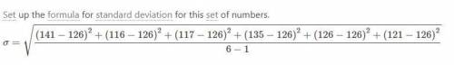 Find the standard deviation of: 141, 116, 117, 135, 126, 121