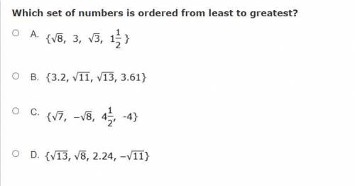 Which set of numbers is ordered from least to greatest?