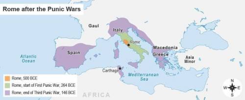 HELP PLZ

The map shows the expansion of the Roman Republic.
(BELOW)
According to the map, which t
