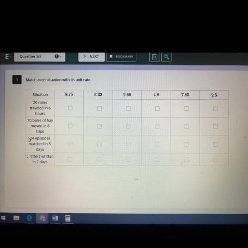 Match each situation with its unit rate