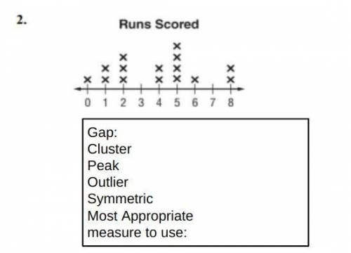 NO LINKS Can you find the

Gap,cluster,peak,outliner,symmetric,and the most appropriate measure to