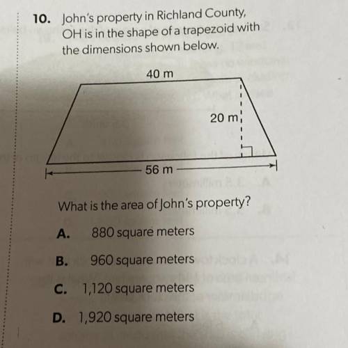What is the area of John’s property?