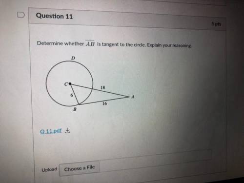 Determine If AB is tangent to the circle.