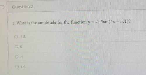 What is the amplitude for the function y=-1.5sin(4x-3pi)​