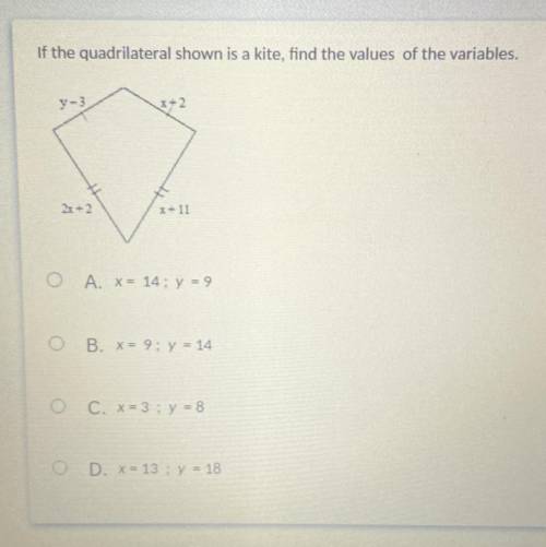 If the quadrilateral shown in a kite, find the values of the variable.