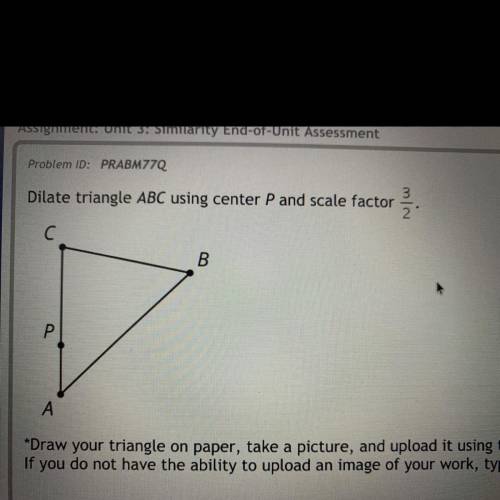 Dilate triangle ABC using center P and scale factor 3 over 2