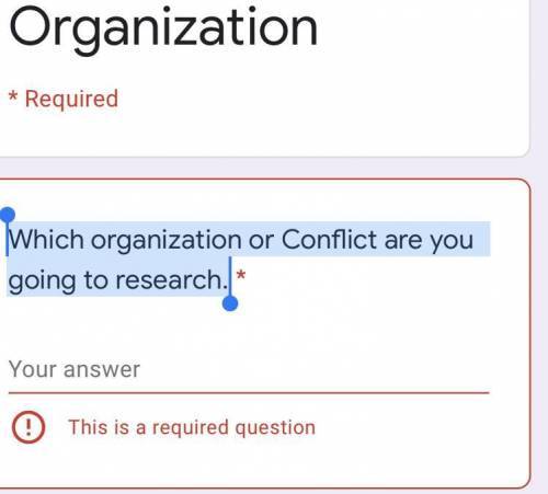 Which organization or Conflict are you going to research.