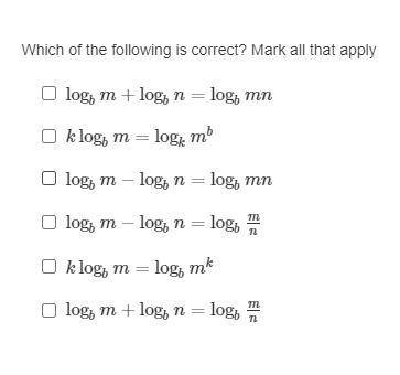 Which of the following is correct? Mark all that apply
