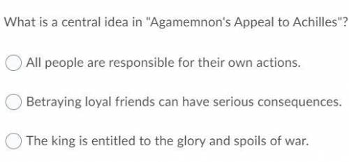 What is the central Idea of agamemnon's appeal to achilles