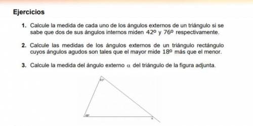 Hola, necesito hacer una tarea de geometría, ¿alguien me podría ayudar?

Estos son los ejercicios: