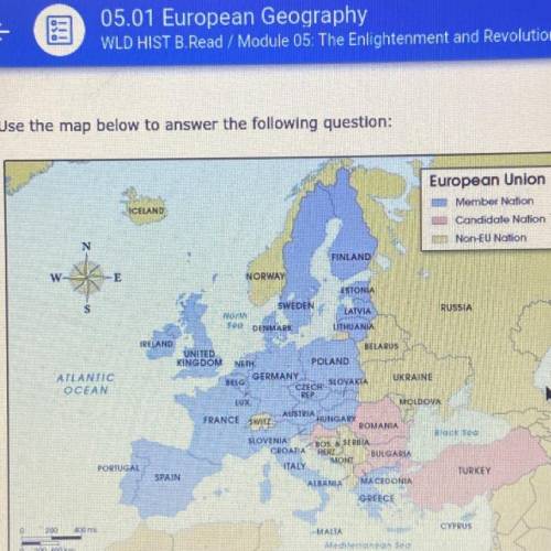 Use the map to determine which statement is true

1. Most Eastern European nations are candidate c