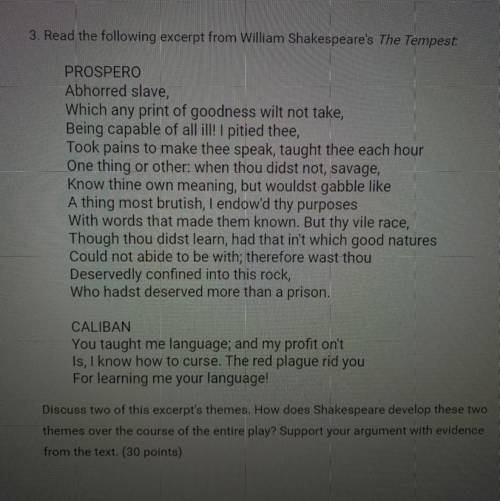Some help on this plz and thank you❤️

3. Read the following excerpt from William Shakespeare's Th