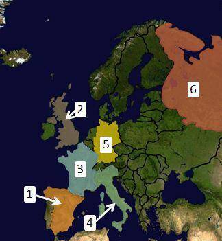 Analyze the map below and answer the question that follows.

The country labeled with the number 3