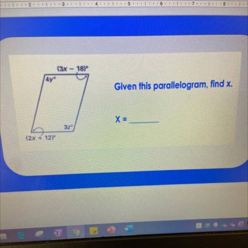 HELP PLS given this parallelogram find x no links pls