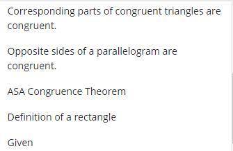 Use the following diagram and information to complete the proof.

Given: ABCD is a rectangle.
Prov