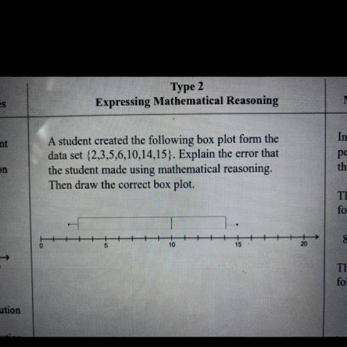 Pls answer this with a picture showing the correct box plot