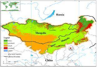 What vegetation zones are present in Mongolia, and what effect do they have on land use?

a
Forest
