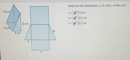 What are the dimensions, a, b, and c, of the net?​