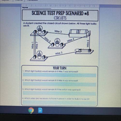 SCIENCE TEST PREP SCENARIO 8
 

CIRCUITS
A student created the closed circuit shown below. All thre