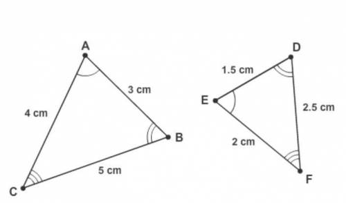 Which similarity statement describes the polygons?

△ABC∼△DEF
△ABC∼△FDE
△ABC∼△FED
△ABC∼△EDF