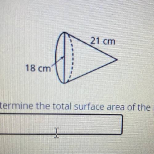 Determine the total surface area of the right cone. Round your answer to the nearest whole number.