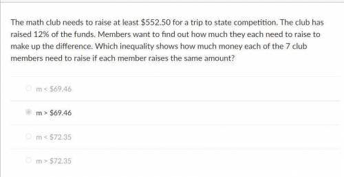 The math club needs to raise more than $552.50 for a trip to the state competition. The club has ra