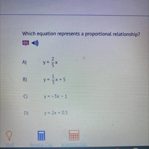 Which equation represents a proportional relationship?