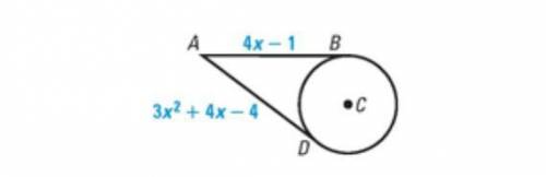 Find the value of x. B and D are points of tangency.