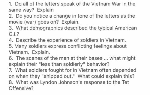 Can anyone who watch “Letters Home from Vietnam” help me answer the questions? Thank you!!!

1.  D