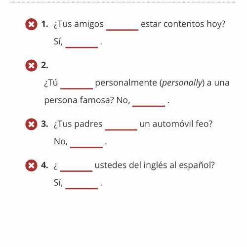 Spanish-Fill in the blank of each question with the appropriate verb from the list. Then, complete