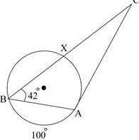 The figure below shows a triangle with vertices A and B and vertex C outside it. side AC is a tange