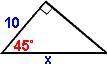 Find x in this 45°-45°-90° triangle. x = 4.5√2 9 18