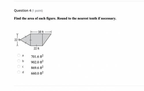 Find the area of each figure. Round to the nearest tenth if necessary.
