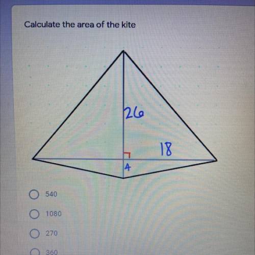 Calculate the area of the kite.
