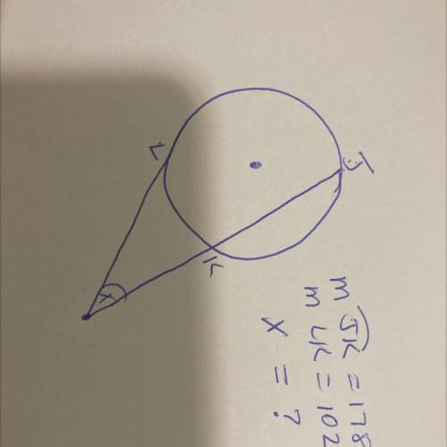 What is “x”? Is it the same as large angle minus small angle