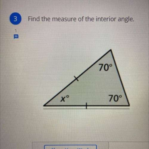 Find the the measure of the interior angle.