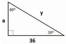 Find the length of the hypotenuse y in the figure below using the shortcuts from Special Triangles.