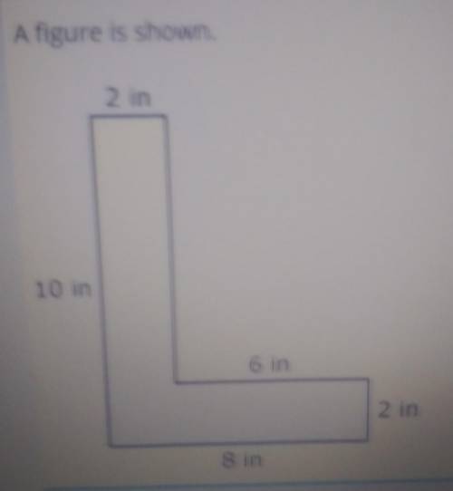 A figure is shown 2 in 10 in 6 in 2 in 8 in Make an equation to find the area of the figure. Move n