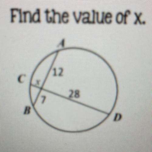 WILL MARK BRAINLIEST!!!
Find the value of x.