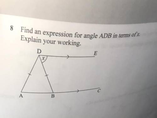 Find an expression for angle ADB