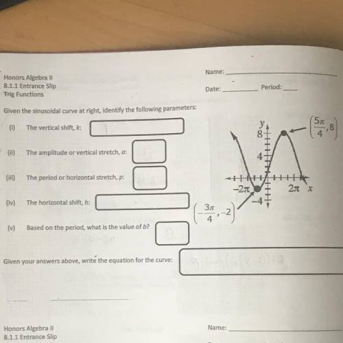 I need to figure out each part ( i, ii, iii, iv, v) including the graph of the curve. Thank you