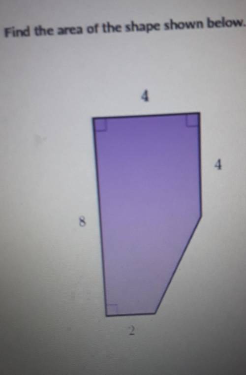 Help ILL GIVE TONS OF POINTS NO LINK OR I REPORT find the area of the shape shown below ​
