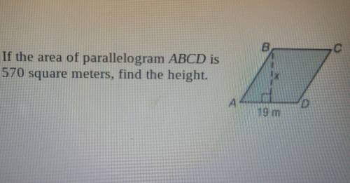 If the area of the parallelogram ABCD is 570 square meters, find the height.