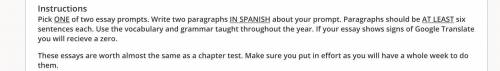 25 points Spanish home work pls help

I put instructions and prompt below .
Don't use complex Span