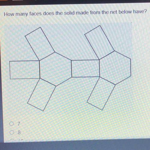 How many faces does the solid made from the net below have?
7
8
12
18
