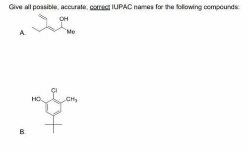 Give all possible, accurate, correct IUPAC names for the following compounds: